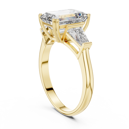 14K Gold 3.00 CTW IGI-Certified Emerald-Cut Lab-Grown Diamond Three-Stone Engagement Ring