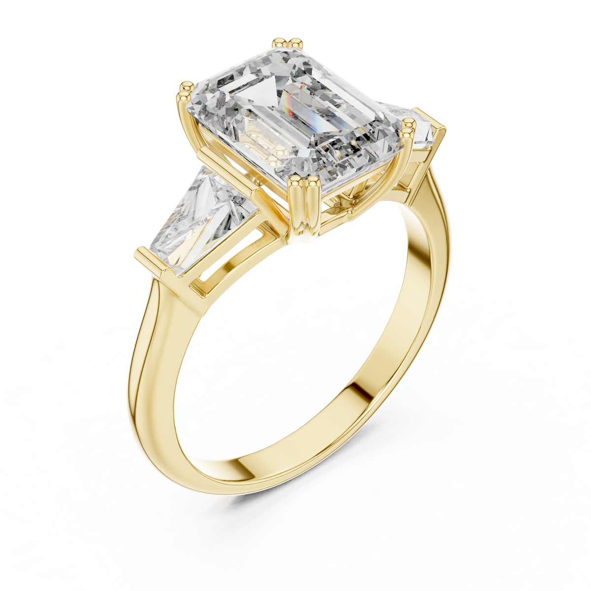 14K Gold 3.00 CTW IGI-Certified Emerald-Cut Lab-Grown Diamond Three-Stone Engagement Ring