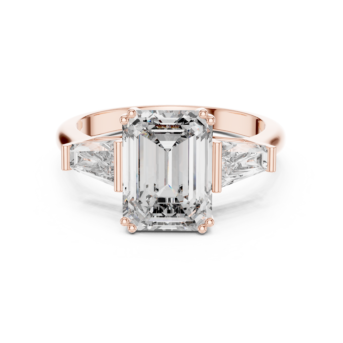 14K Gold 3.00 CTW IGI-Certified Emerald-Cut Lab-Grown Diamond Three-Stone Engagement Ring