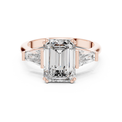 14K Gold 3.00 CTW IGI-Certified Emerald-Cut Lab-Grown Diamond Three-Stone Engagement Ring