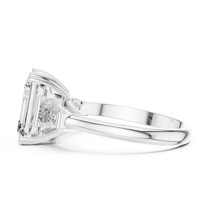14K Gold 3.00 CTW IGI-Certified Emerald-Cut Lab-Grown Diamond Three-Stone Engagement Ring