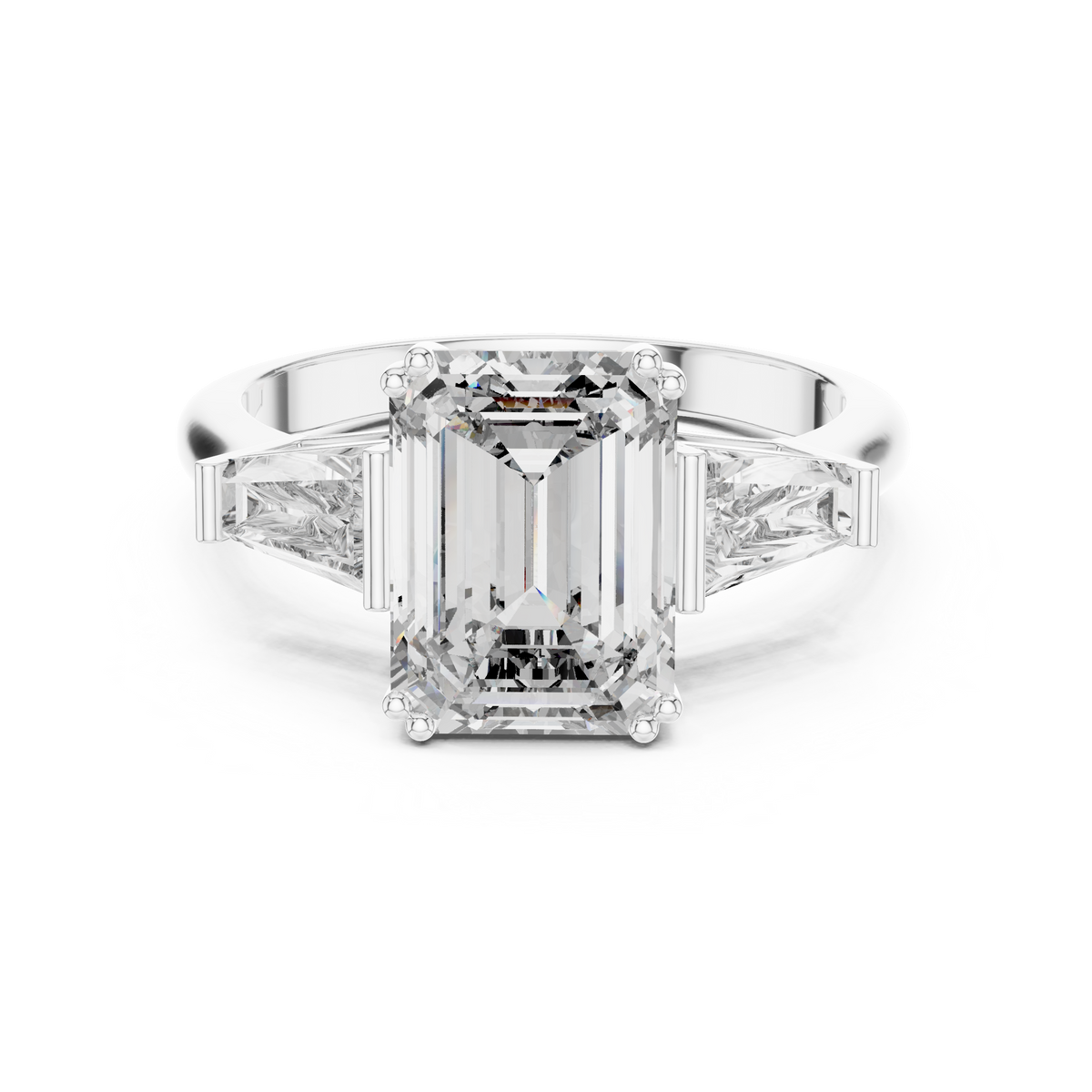 14K Gold 3.00 CTW IGI-Certified Emerald-Cut Lab-Grown Diamond Three-Stone Engagement Ring