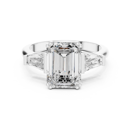 14K Gold 3.00 CTW IGI-Certified Emerald-Cut Lab-Grown Diamond Three-Stone Engagement Ring