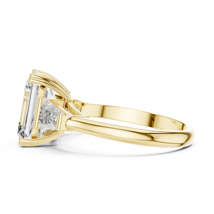 14K Gold 3.00 CTW IGI-Certified Emerald-Cut Lab-Grown Diamond Three-Stone Engagement Ring