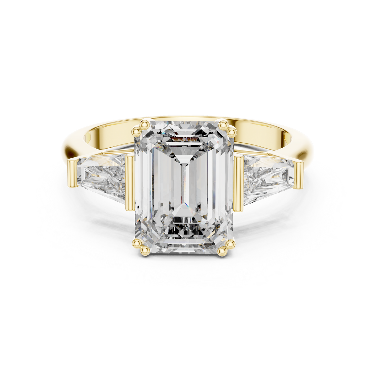14K Gold 3.00 CTW IGI-Certified Emerald-Cut Lab-Grown Diamond Three-Stone Engagement Ring