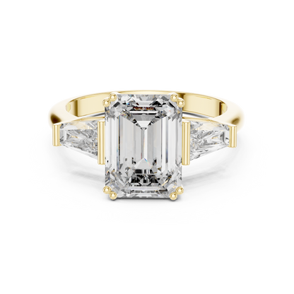14K Gold 3.00 CTW IGI-Certified Emerald-Cut Lab-Grown Diamond Three-Stone Engagement Ring
