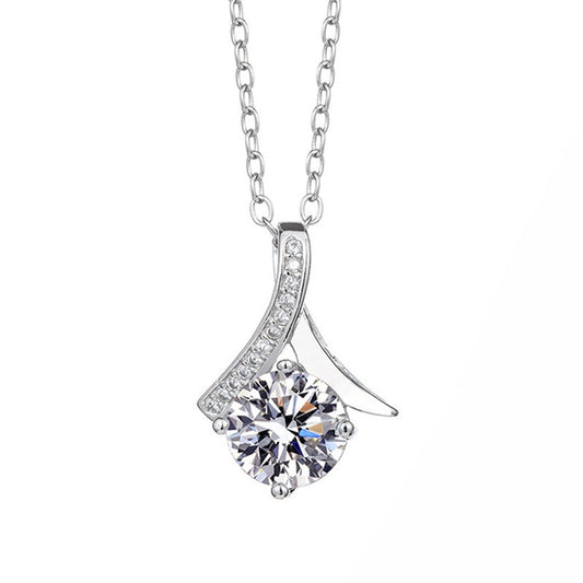 1.00 Ct Round Cut Moissanite Waterdrop Pendant Necklace
