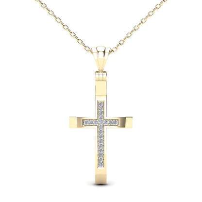 14K Yellow Gold 0.06 CTW Diamond Cross Pendant – Micro-Pavé