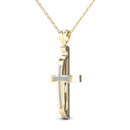 14K Yellow Gold 0.06 CTW Diamond Cross Pendant – Micro-Pavé