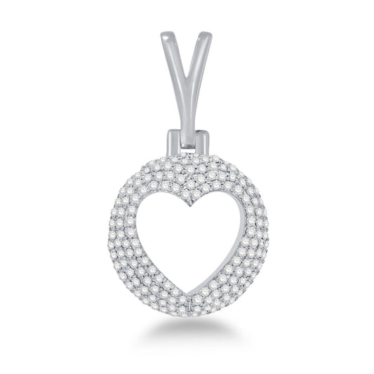 0.40ctw Round Pave with Heart Cutout Pendant Only