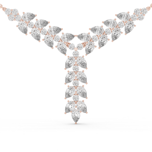 14K Gold 14.75 CTW Lab-Grown Diamond Floral Drop Necklace – EF VS