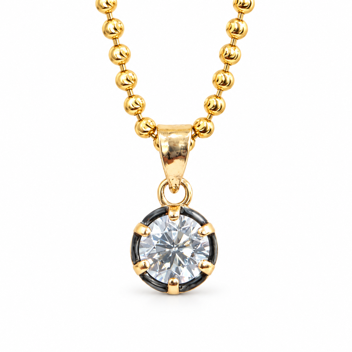 14K Yellow Gold Gregorian-Style Six-Prong Natural Diamond Solitaire Necklace – 1.00 CTW