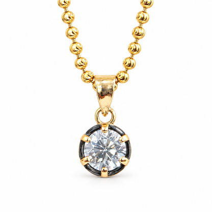 14K Yellow Gold Gregorian-Style Six-Prong Natural Diamond Solitaire Necklace – 1.00 CTW