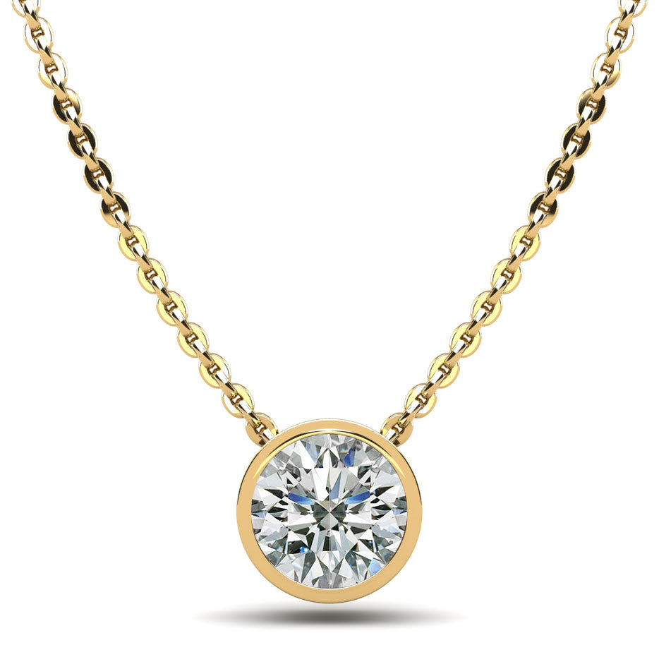 1.00ctw Round Diamond Solitaire Lab Grown Necklace Pendant