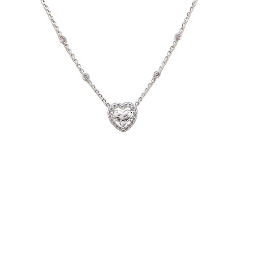 IGI Certified 3.45ctw Heart Shape Diamond Halo Necklace Pendant