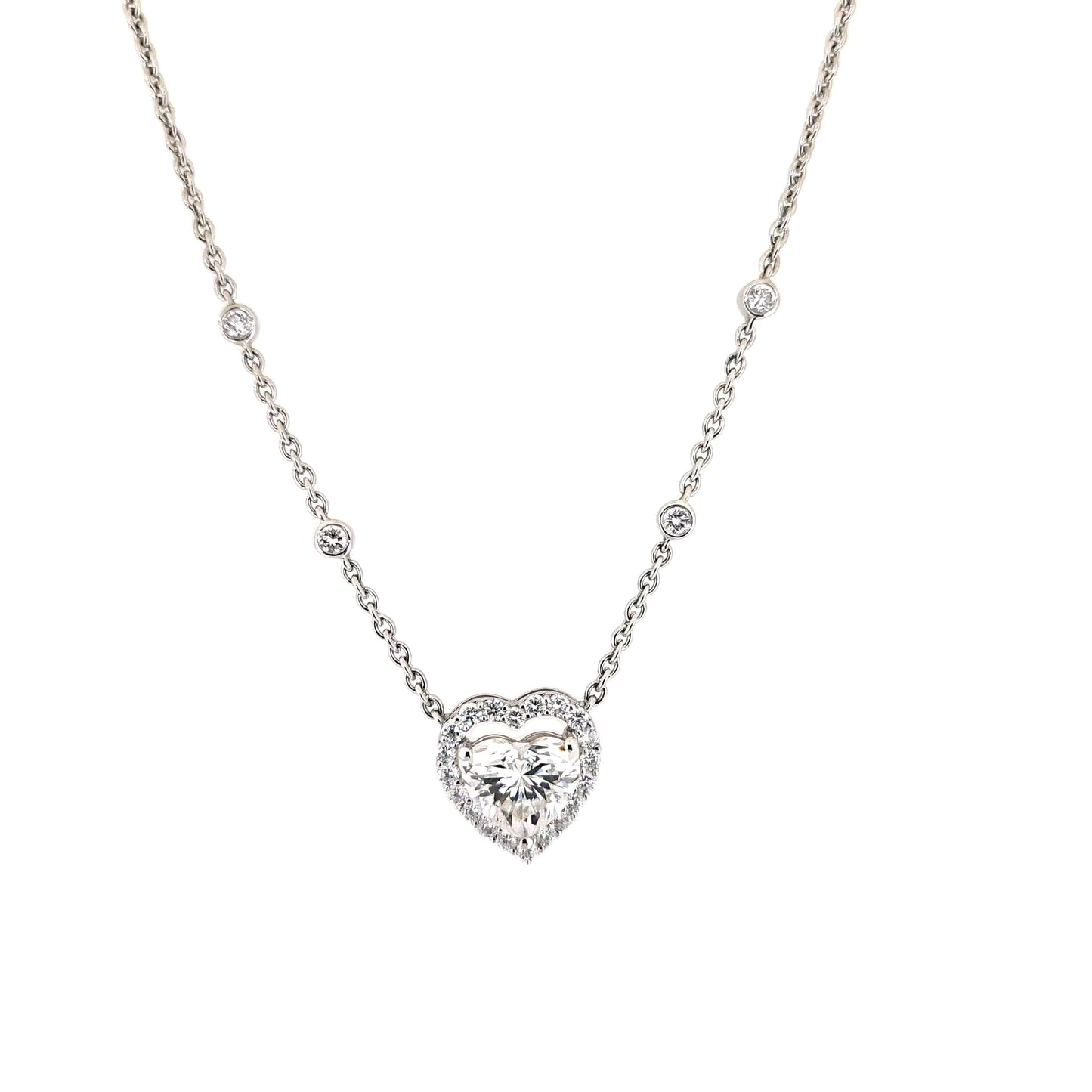 IGI Certified 3.45ctw Heart Shape Diamond Halo Necklace Pendant