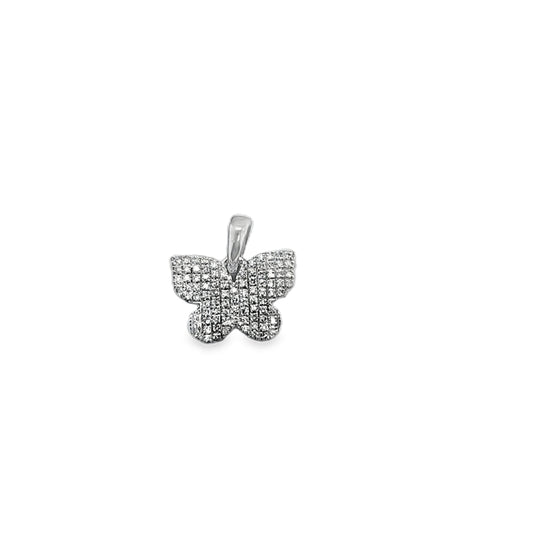 10kt 0.13ct Petite Pave Diamond Butterfly Pendant Only