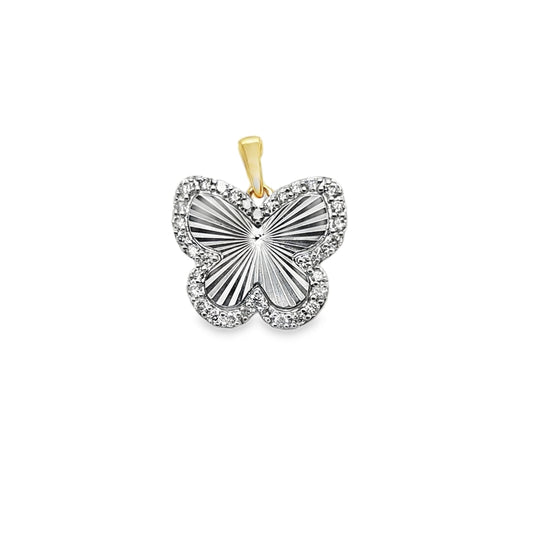 1/4Ctw-Dia Fashion Butterfly Pendant in 10kt Yellow Gold