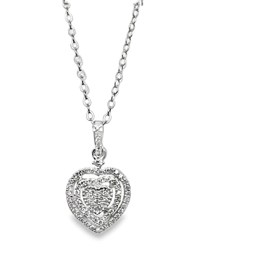 0.25ctw Three Layer Heart Necklace Pendant