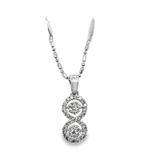 0.40ctw Double Circle Halo Necklace Pendant