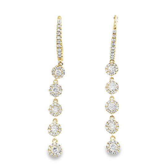 1.50ctw Diamond Hoop Dangle Halo Earrings