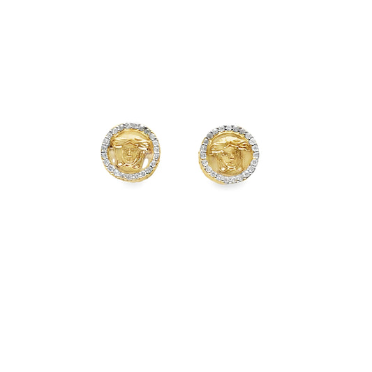 0.20ctw Pave Halo Medusa Face Stud Earrings