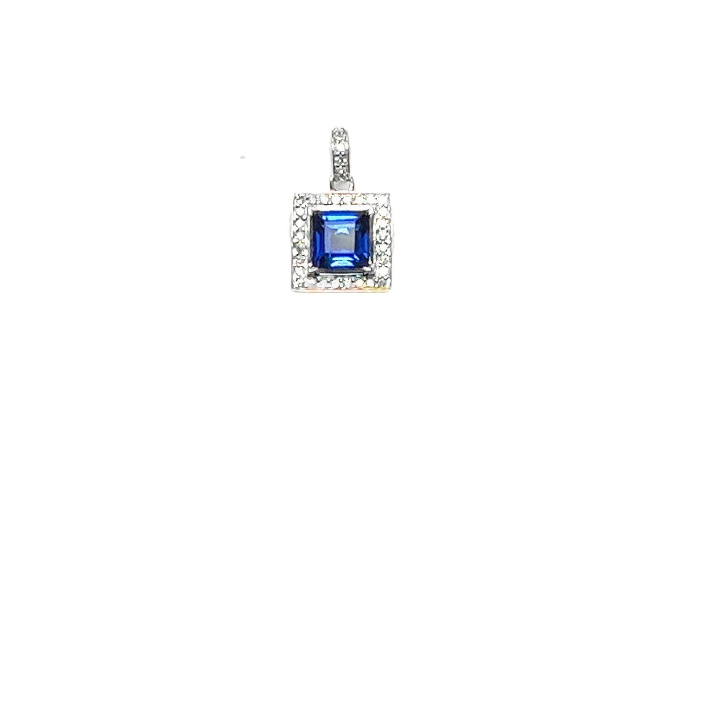 0.15ctw Blue Sapphire and Diamond Women's Halo Pendant Necklace