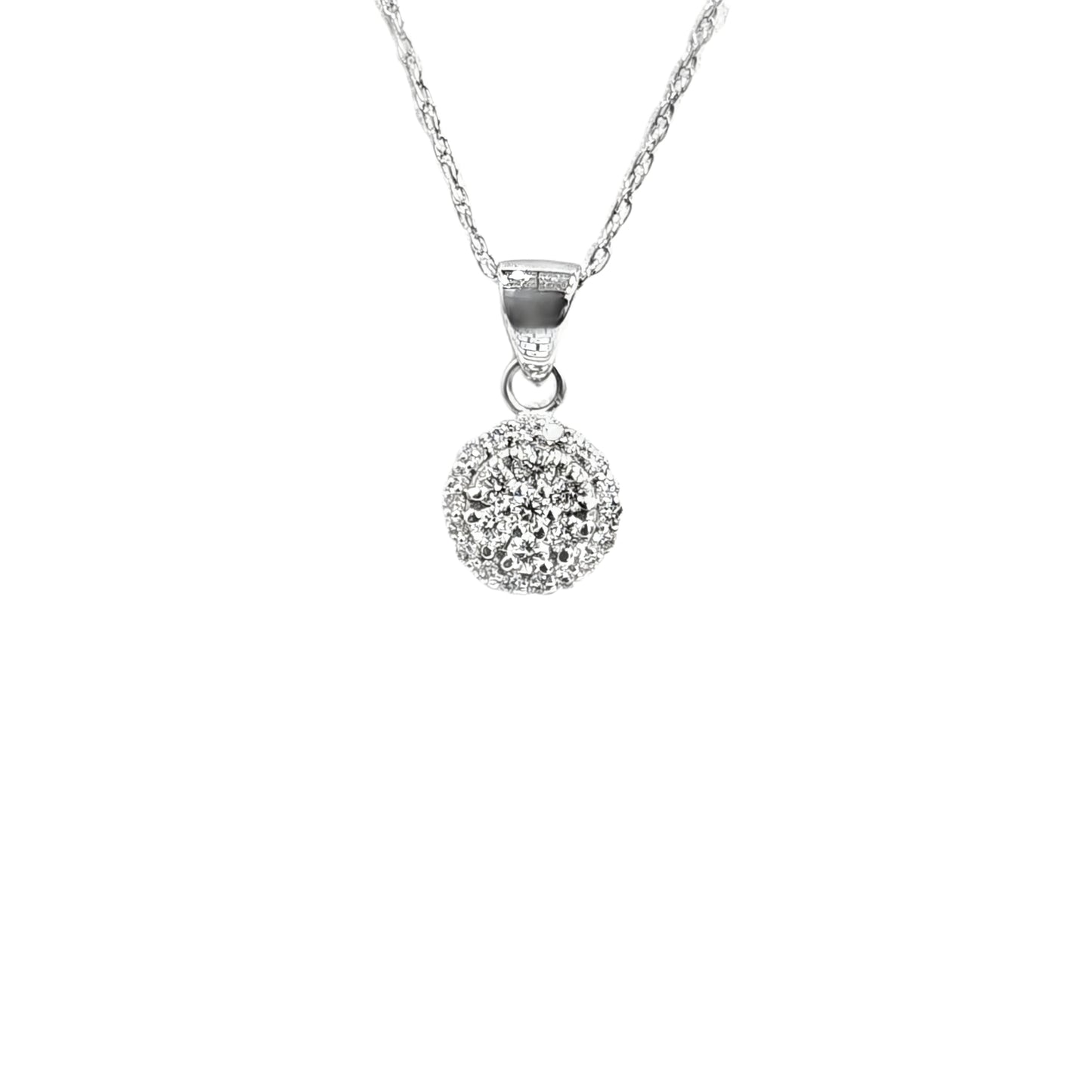 0.50ctw Diamond Cluster Round Halo Necklace Pendant