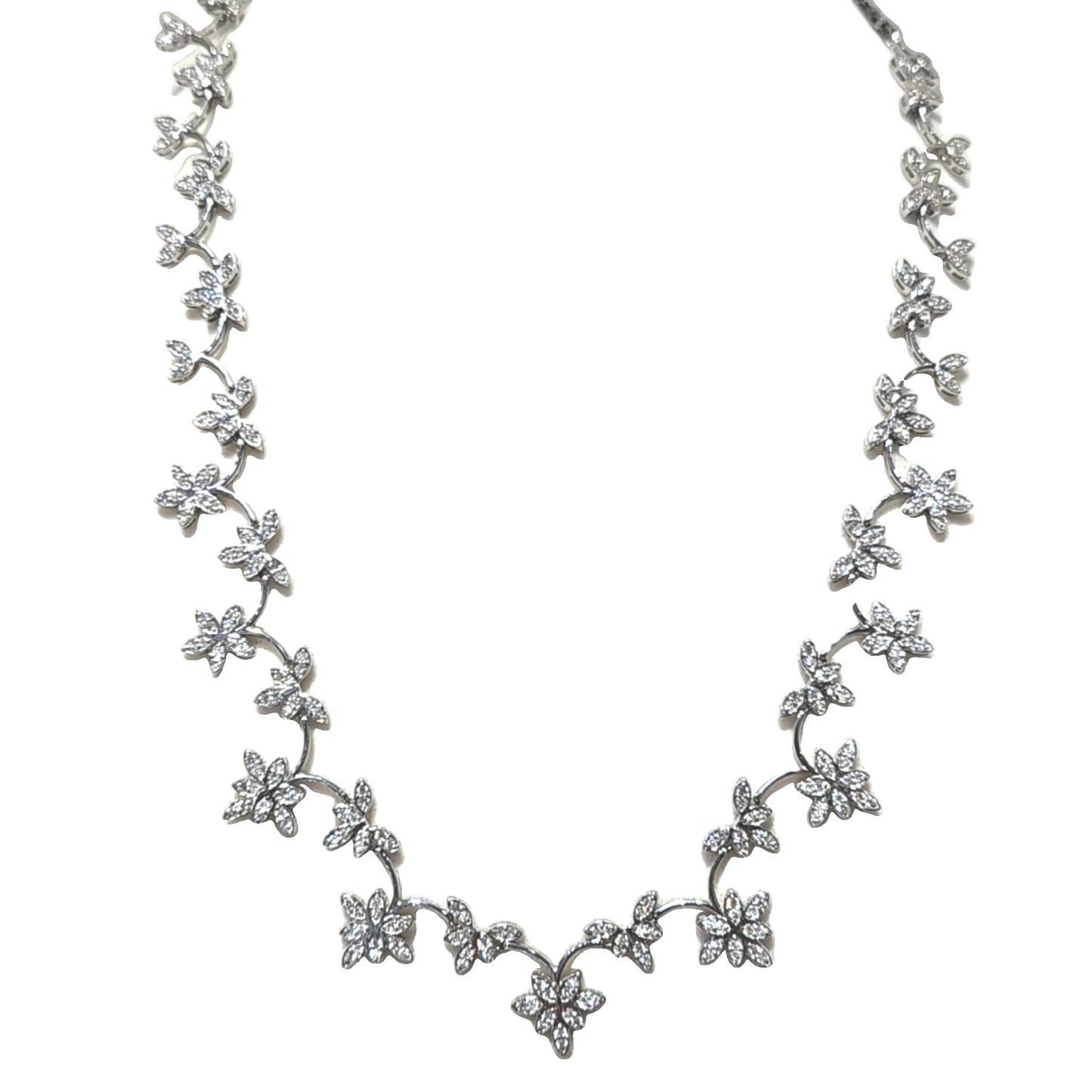 4.03ctw Flower Design Natural Diamond Necklace in 14kt White Gold