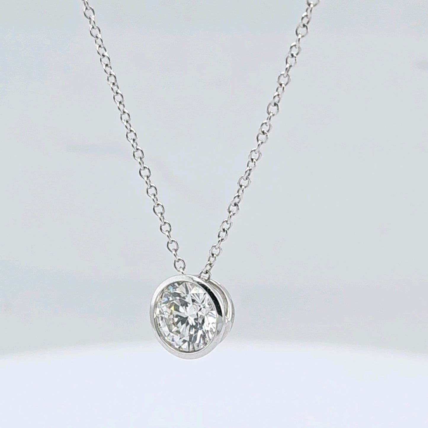 1.00ctw Round Diamond Solitaire Lab Grown Necklace Pendant