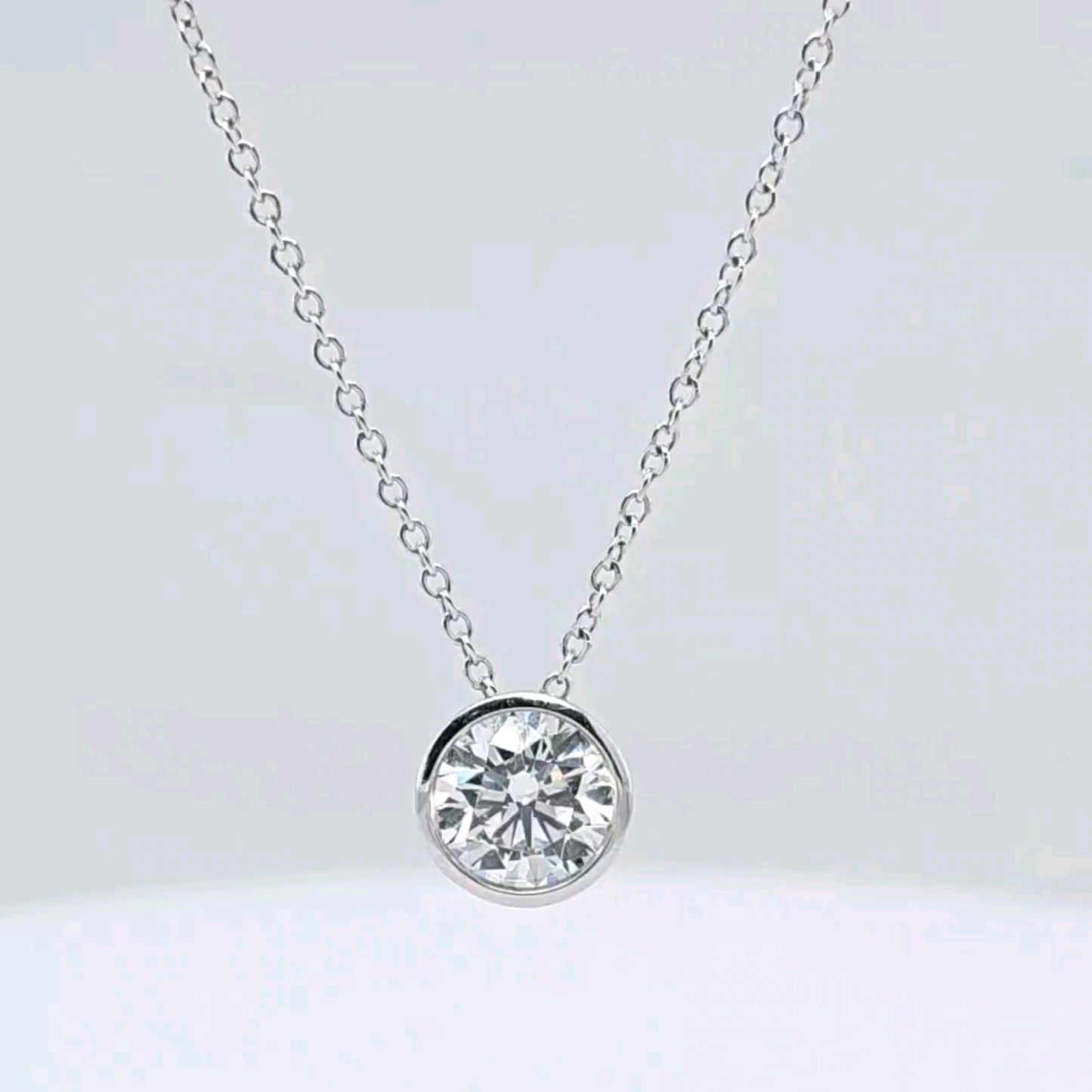 1.00ctw Round Diamond Solitaire Lab Grown Necklace Pendant