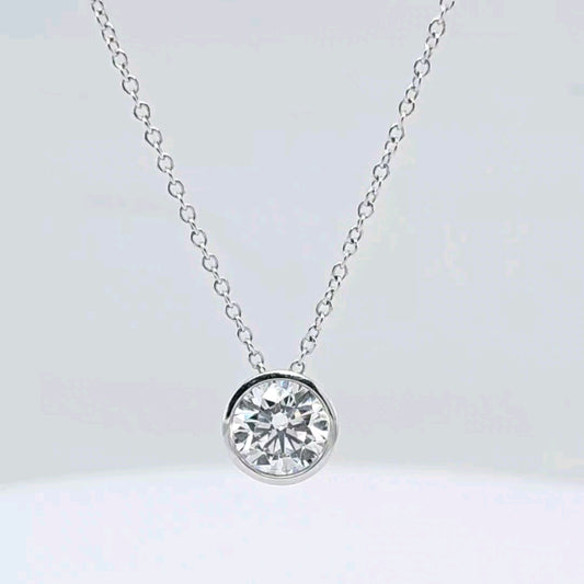 1.00ctw Round Diamond Solitaire Lab Grown Necklace Pendant