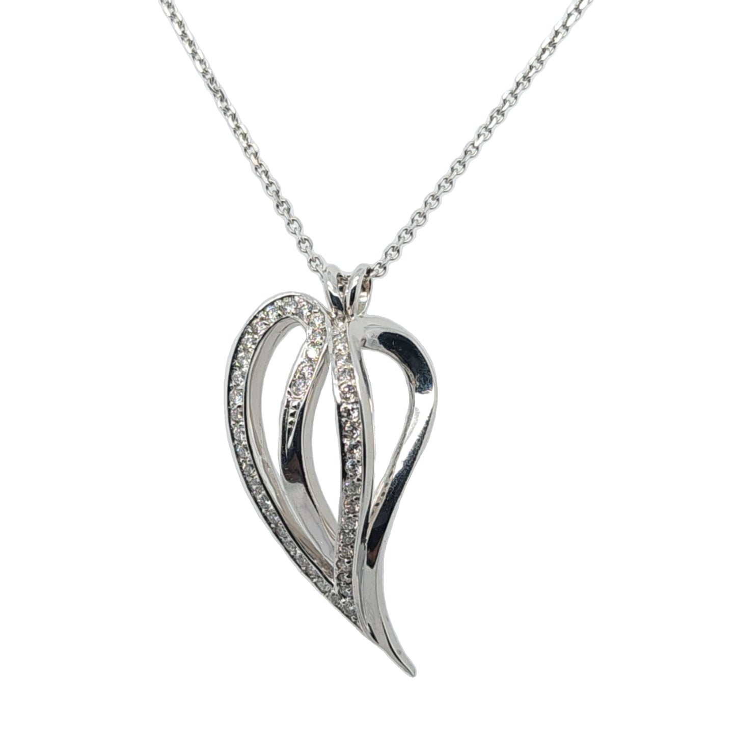 0.52ctw Diamond Heart 3D Necklace Pendant