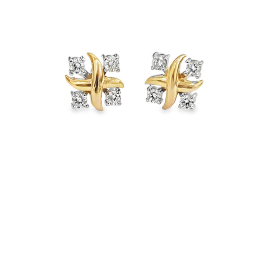 Diamond X Earrings in 14kt Gold