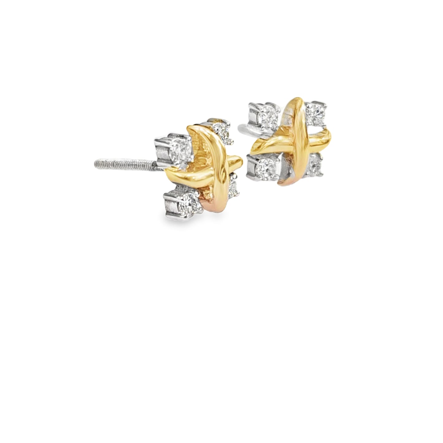 Diamond X Earrings in 14kt Gold