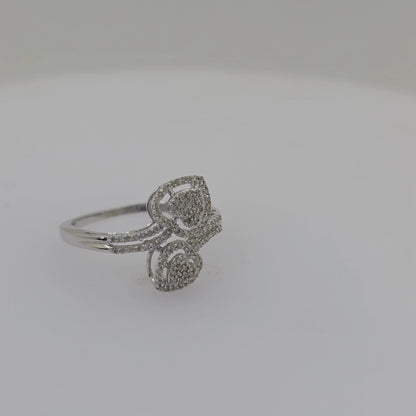 10K White Gold Heart-Shaped Diamond Bypass Ring – 0.25 CTW | Size 7 |  IGI Certified