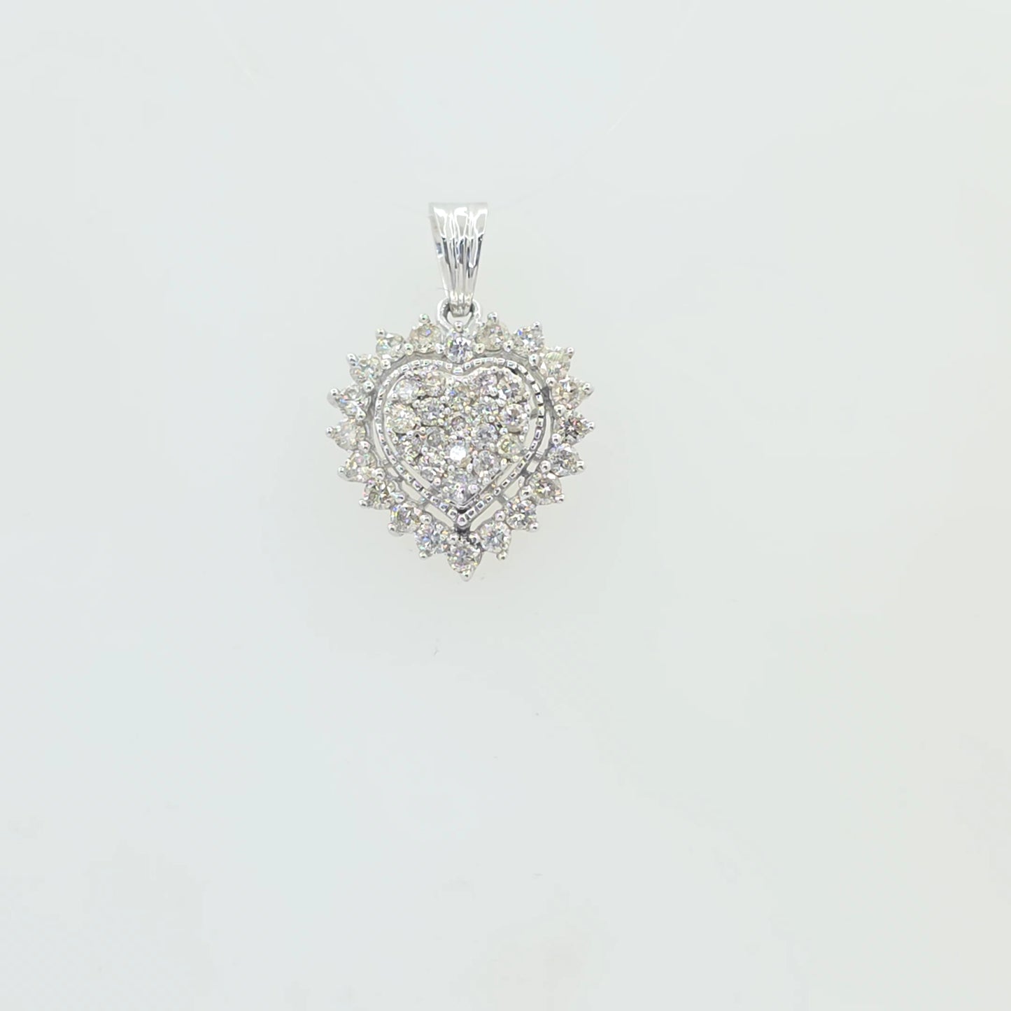IGI Certified 1.00ctw Natural Diamond Heart Cluster Pendant in 10KT Gold (J-K, I1-I2)