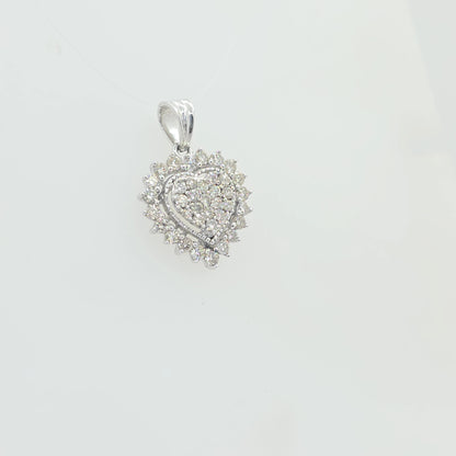 IGI Certified 1.00ctw Natural Diamond Heart Cluster Pendant in 10KT Gold (J-K, I1-I2)