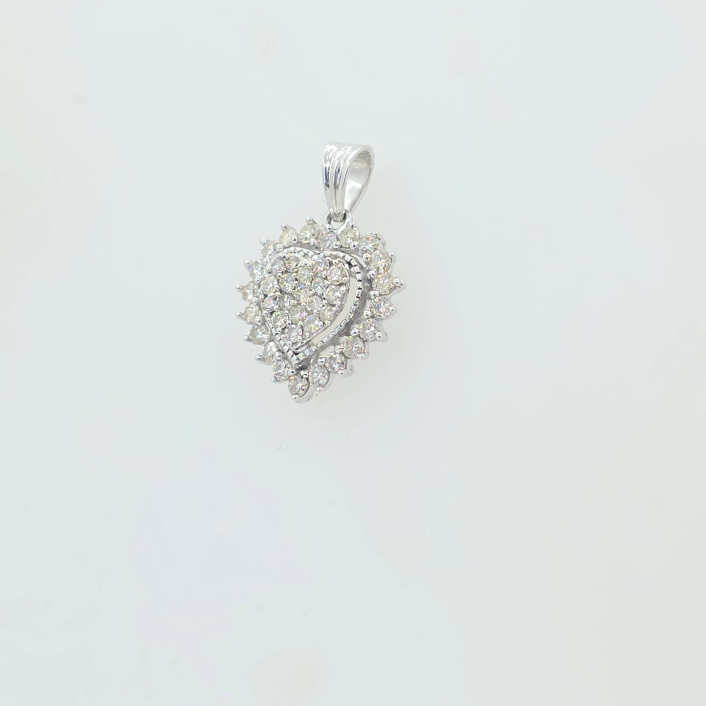 IGI Certified 1.00ctw Natural Diamond Heart Cluster Pendant in 10KT Gold (J-K, I1-I2)