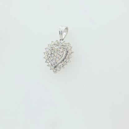IGI Certified 1.00ctw Natural Diamond Heart Cluster Pendant in 10KT Gold (J-K, I1-I2)