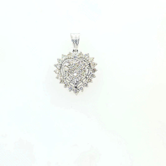 IGI Certified 1.00ctw Natural Diamond Heart Cluster Pendant in 10KT Gold (J-K, I1-I2)