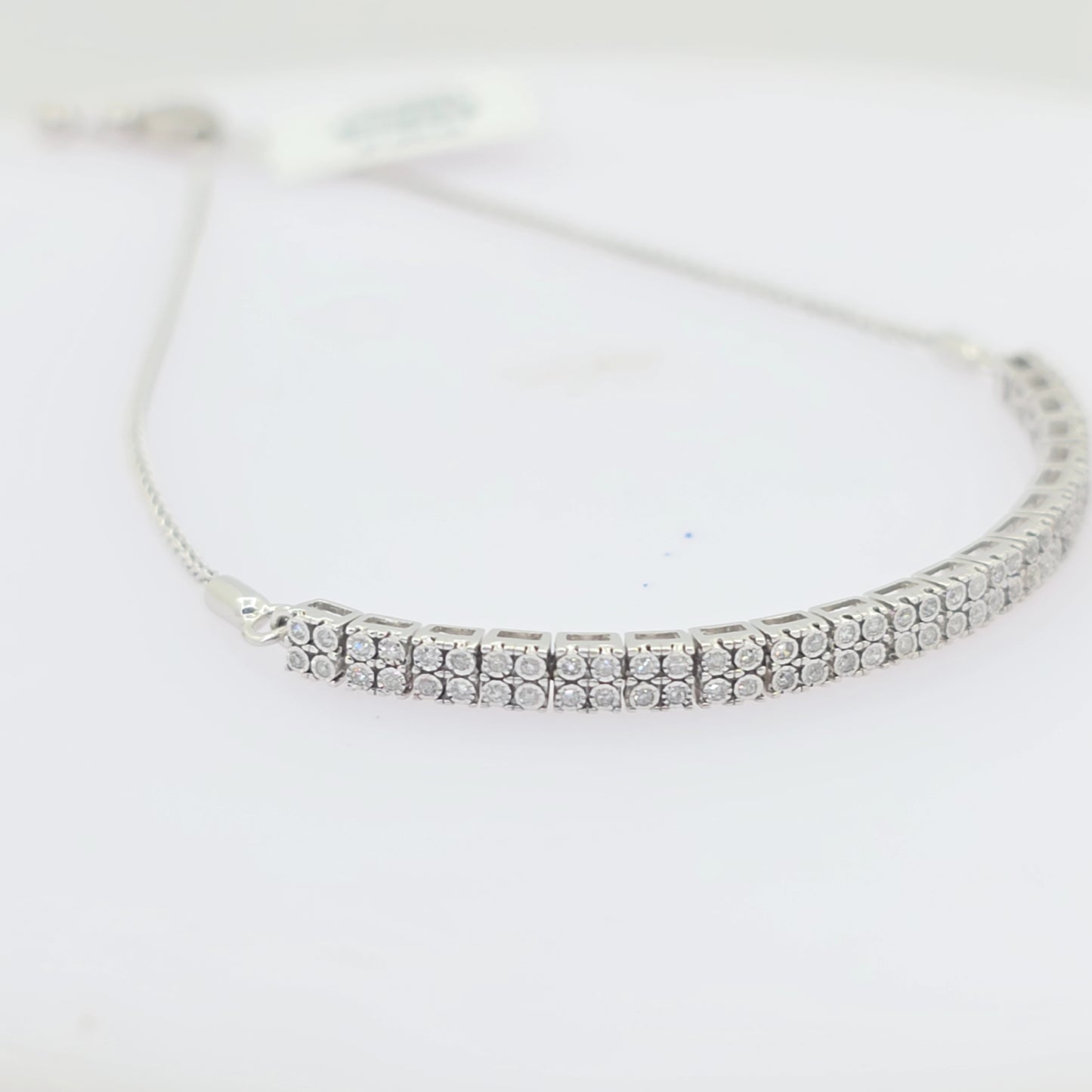 10k White Gold 0.50ctw Diamond Double Row Box Bracelet