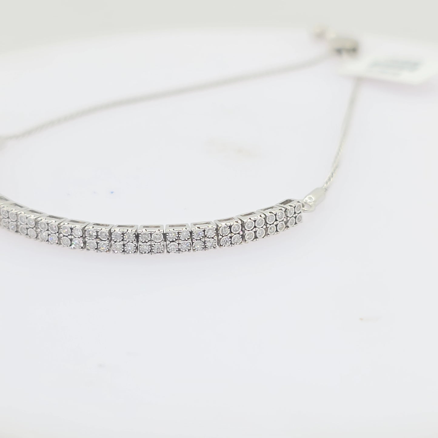 10k White Gold 0.50ctw Diamond Double Row Box Bracelet