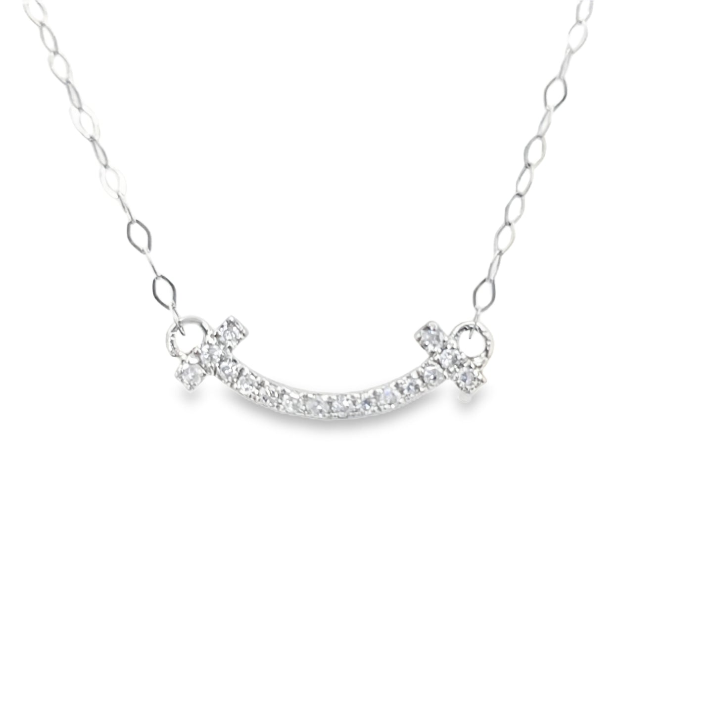 14KT White Gold 0.10ctw Diamond Smiley Necklace