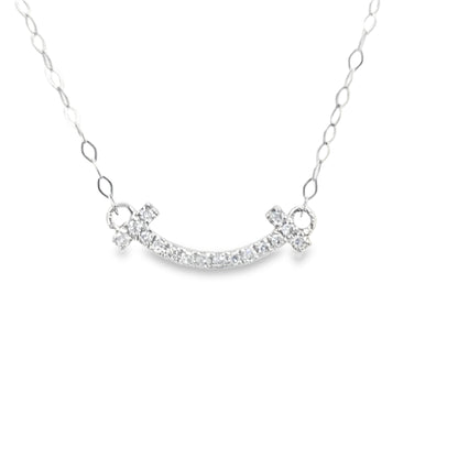 14KT White Gold 0.10ctw Diamond Smiley Necklace