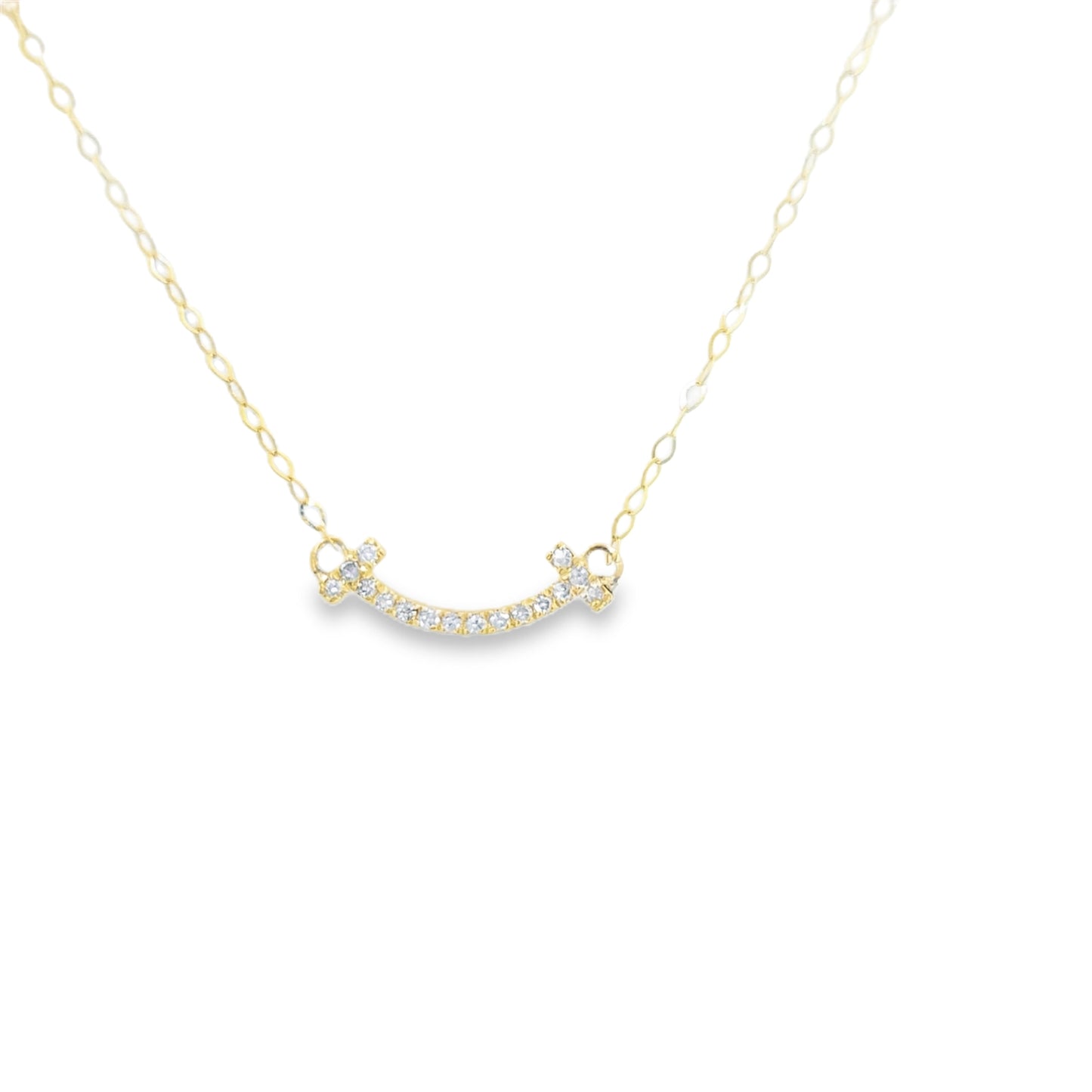 14KT Yellow Gold 0.10ctw Diamond Smiley Necklace