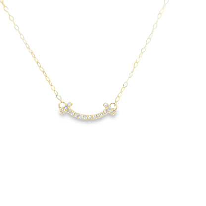 14KT Yellow Gold 0.10ctw Diamond Smiley Necklace