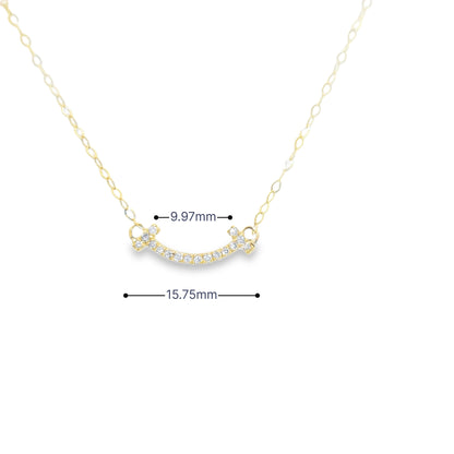 14KT Yellow Gold 0.10ctw Diamond Smiley Necklace