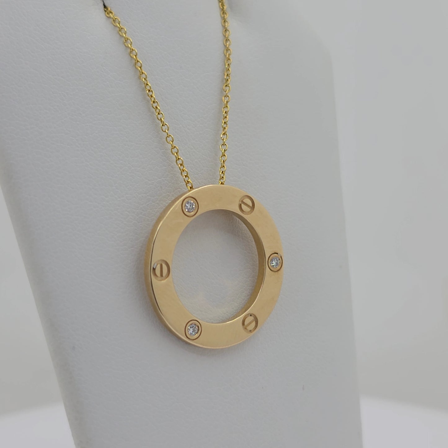 14KT Yellow Gold Lab Grown Diamond 0.07ct Circle Necklace – 18 Inch Chain