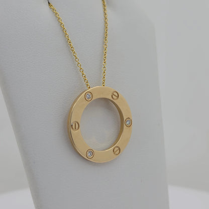 14KT Yellow Gold Lab Grown Diamond 0.07ct Circle Necklace – 18 Inch Chain